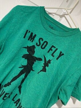 DISNEY Heathered Green Graphic T-Shirt with Peter Pan Design